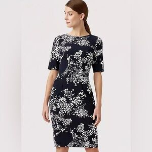 Hobbs London Astraea Floral Dress Navy Blue Size 10